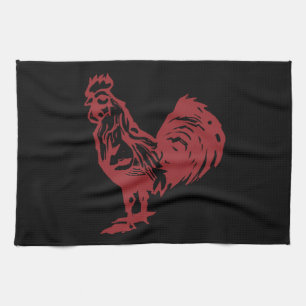 Linge De Cuisine Coq Rouge de style typographie