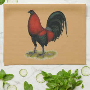 Linge De Cuisine Coq Rouge Noir BB Jeu Américain