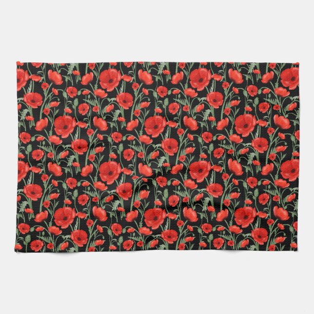 Linge De Cuisine Coquelicot rouge (Horizontal)