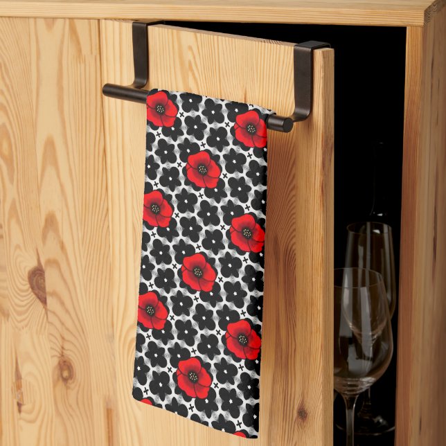 Linge De Cuisine Coquelicot sur fleurs de Goth (Pliage en tiers)