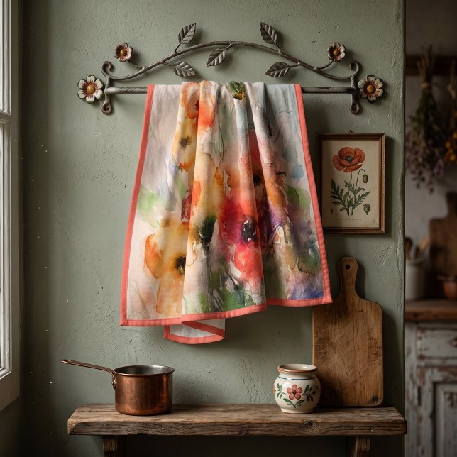 Linge De Cuisine Coquelicots aquarelle d'automne  (Créateur téléchargé)