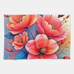 Linge De Cuisine Coquelicots Élégants : Art de la Nature Radiante