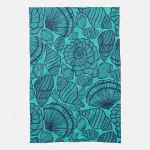 Linge De Cuisine Coquillages de plage Turquoises tropicaux