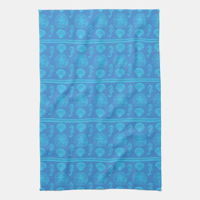 Linge De Cuisine Coquillages Tribaux Hippocampes (Vertical)