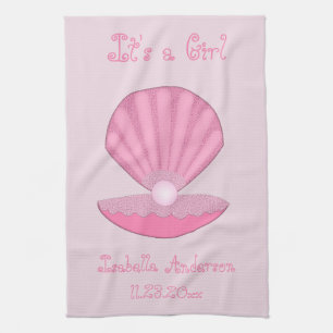 Linge De Cuisine Coquille d'huîtres pour fille rose et perle person