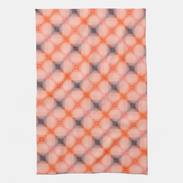 Linge De Cuisine Corail clair et Gris Bleu rayures (Vertical)