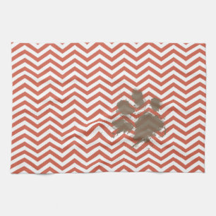 Linge De Cuisine Corail foncé Chevron