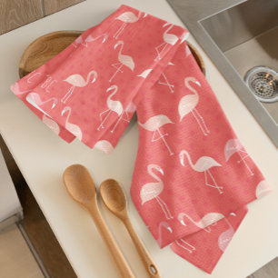 Linge De Cuisine Corail Rose Flamant Rouge Motif Personnalisé