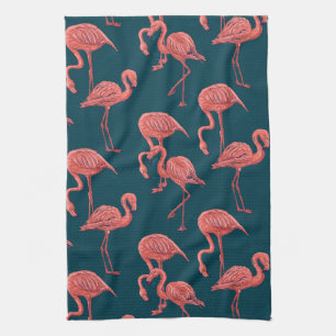 Linge De Cuisine Corail vivant modèle flamingo