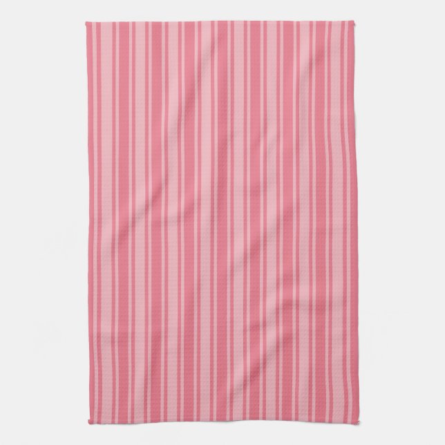 Linge De Cuisine Coral rose bonbons rayures (Vertical)