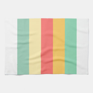 Linge De Cuisine Coral Turquoise Yellow Stripes