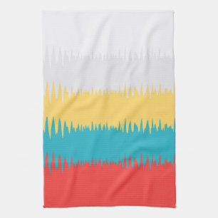 Linge De Cuisine Coral Turquoise Yellow White Stripes