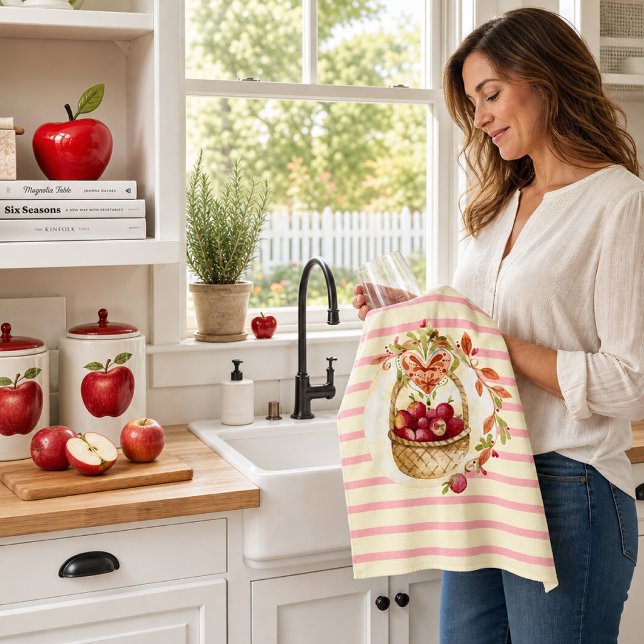 Linge De Cuisine Corbeille de pommes rouges Ferme  (Créateur téléchargé)