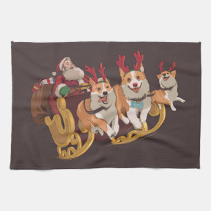 Linge De Cuisine Corgis de Noël