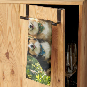 Linge De Cuisine Corgis et oiseau