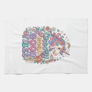 Linge De Cuisine Corne Groovy Licorne Bonnes Vibrations Charmant PO