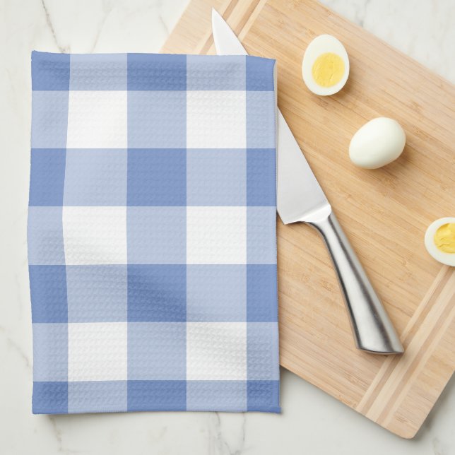 Linge De Cuisine Cornflower Blue En vichy Check Plaid Motif (Quart Plié)