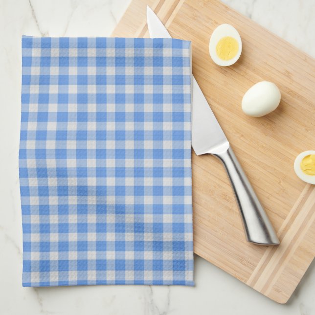 Linge De Cuisine Cornflower Blue Gingham Check Pattern  (Quart Plié)