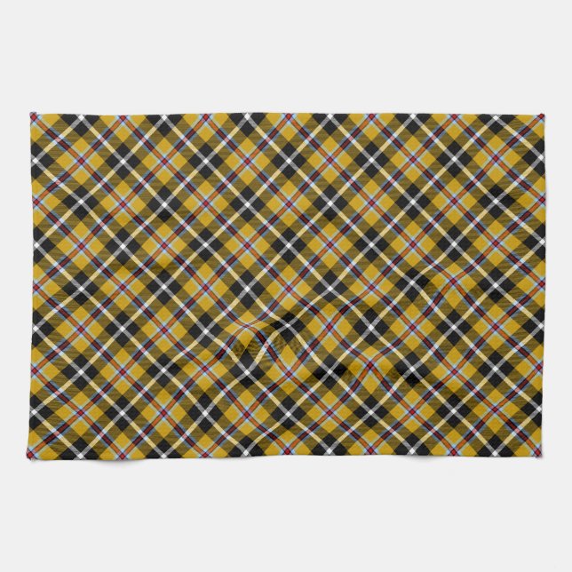 Linge De Cuisine Cornouailles National Tartan Jaune et Noir Plaid (Horizontal)