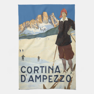 Linge De Cuisine Cortina d'Ampezzo, Italie, Alpes de ski Vintage vo