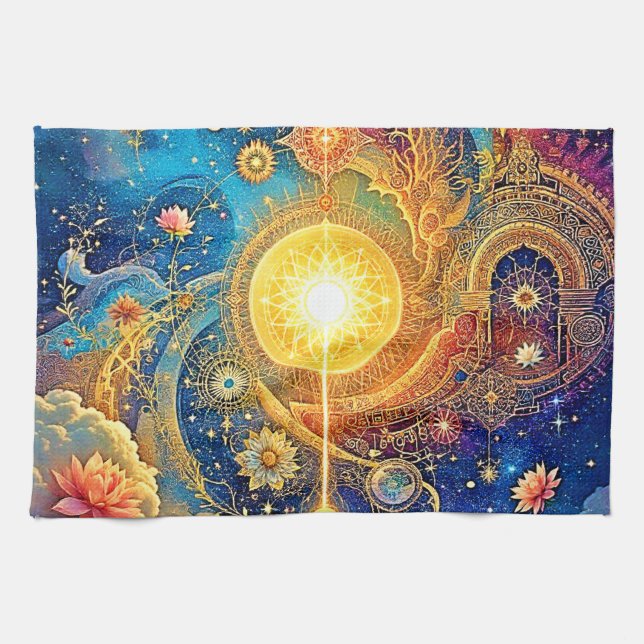 Linge De Cuisine Cosmic Sun Mandala Art (Horizontal)