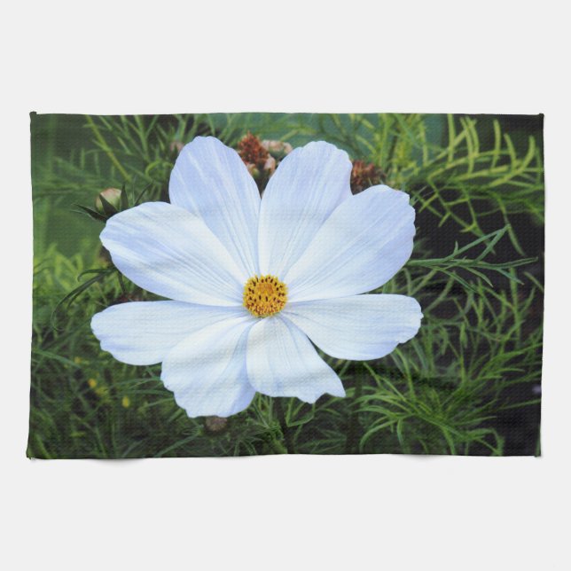 Linge De Cuisine Cosmos blancs (Horizontal)