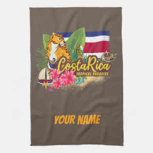 Linge De Cuisine Costa Rica rétro grand chat drapeau vintage Souven