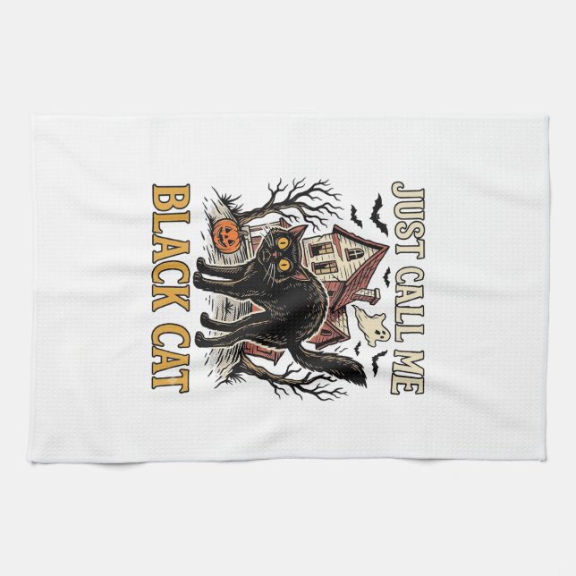 Linge De Cuisine Costume de chat noir Maison hantée Funny Halloween (Horizontal)