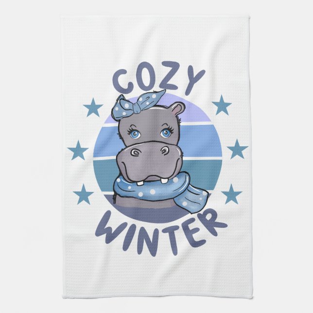 Linge De Cuisine Cosy Winter Cute Animal (Vertical)