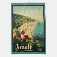 Côte italienne d'Amalfi, Poster Vintage voyage Ita
