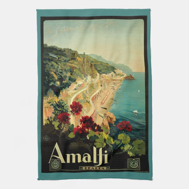 Linge De Cuisine Côte italienne d'Amalfi, Poster Vintage voyage Ita (Vertical)