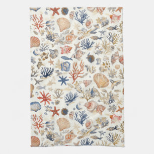 Linge De Cuisine Côtière rustique - Coquillages, Starfish, Reef (12