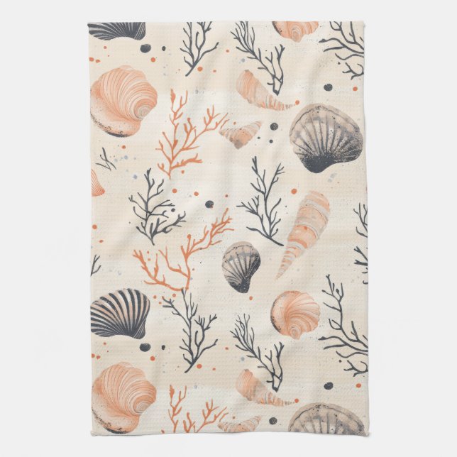 Linge De Cuisine Côtière rustique - Coquillages, Starfish, Reef (13 (Vertical)