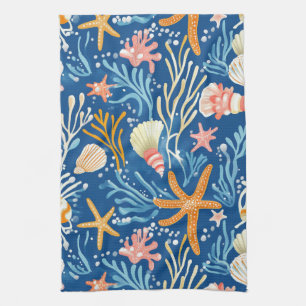 Linge De Cuisine Côtière rustique - Coquillages, Starfish, Reef (26