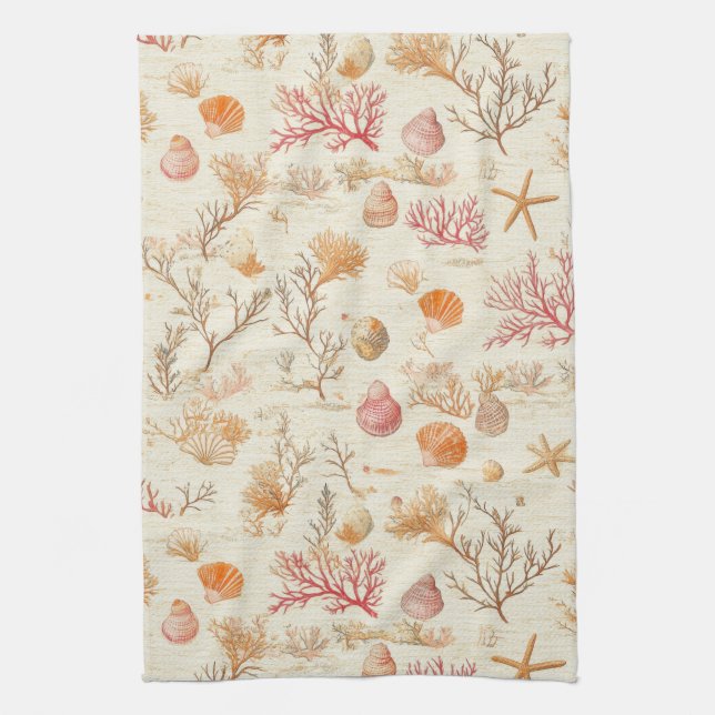 Linge De Cuisine Côtière rustique - Coquillages, Starfish, Reef (5) (Vertical)