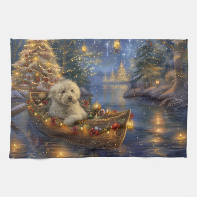 Linge De Cuisine Coton De Tulear Noël Festive Voyage (Horizontal)