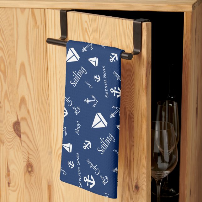 Linge De Cuisine Coton de voile nautique   (Pliage en tiers)