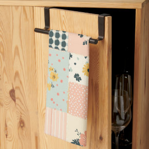 Linge De Cuisine Cottagecore Corail Pastel Floral Patchwork Courtep