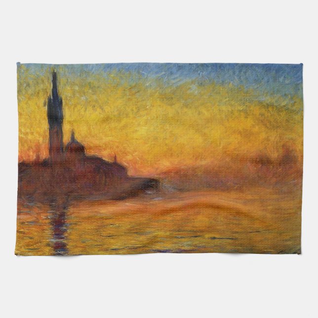 Linge De Cuisine Coucher de soleil de Monet Venise Impressionnisme  (Horizontal)