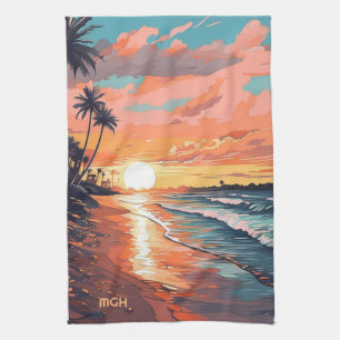 Linge De Cuisine Coucher de soleil de plage tropicale sur mesure
