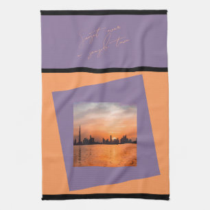 Linge De Cuisine Coucher de soleil sur une ville côtière - Serviett