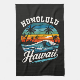 Linge De Cuisine Coucher de soleil surf Honolulu Hawaï