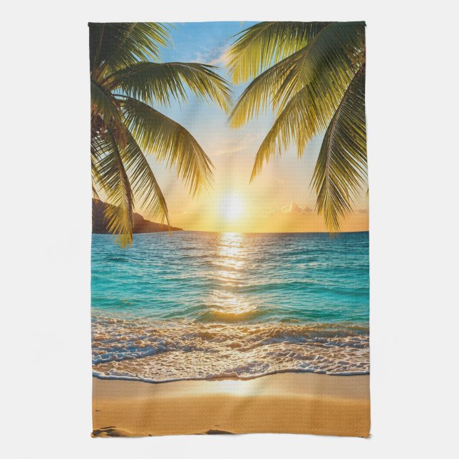 Linge De Cuisine Coucher de soleil tropical Luxe Confort (Vertical)