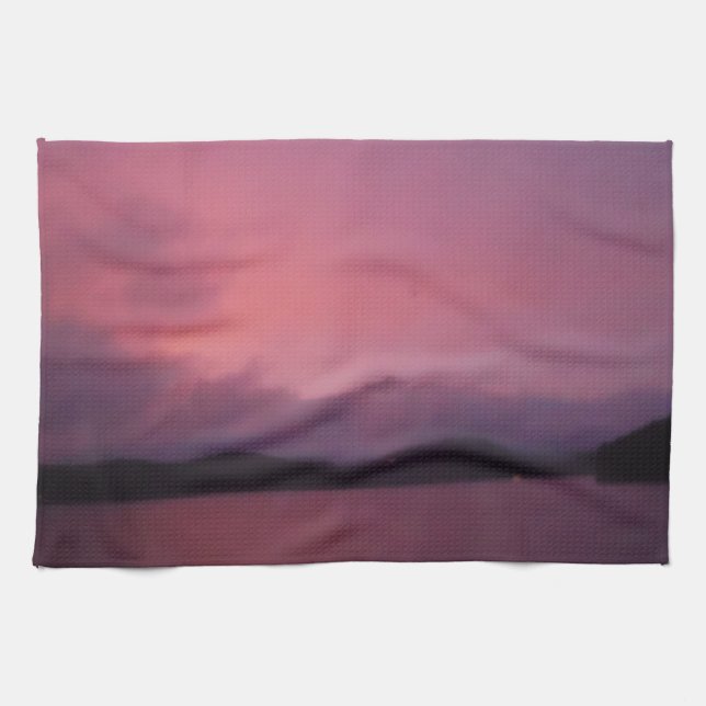 Linge De Cuisine Coucher de soleil violet sur le lac Arrowhead (Horizontal)