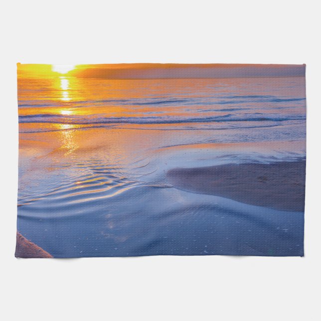 Linge De Cuisine Coucher du soleil orange en mer (Horizontal)