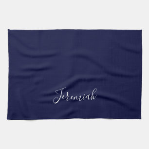 Linge De Cuisine Couleur bleu marine Calligraphie moderne simple pr