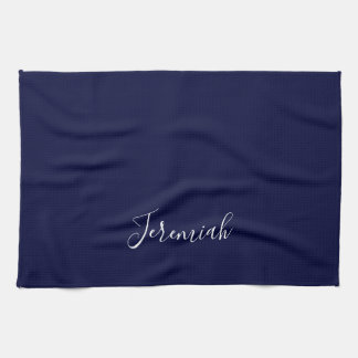 Linge De Cuisine Couleur bleu marine Calligraphie moderne simple pr
