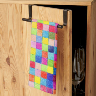Linge De Cuisine Couleur Colorée En Papier Graphique Carré Motif