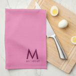 Linge De Cuisine Couleur de texte personnalisée Élégant Modèle rose<br><div class="desc">Télécharger sur mesure Ajouter votre photo ou logo Texte élégant Moderne Cute Monogram Modèle Rose Serviette de cuisine.</div>