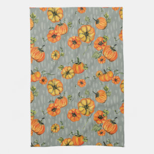 Linge De Cuisine Couleur d'eau peinte Citrouille orange/gris